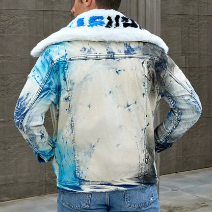 Blue Splatter Denim Jacket