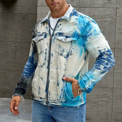 Blue Splatter Denim Jacket