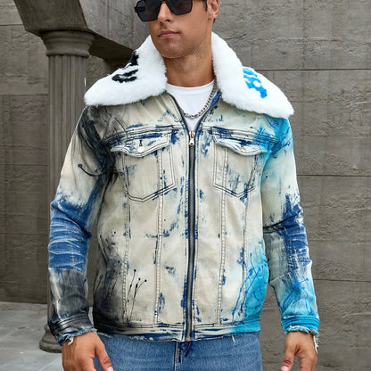Blue Splatter Denim Jacket